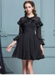 Black Chiffon Slim Stylish Gothic Lolita Long Sleeve Dress