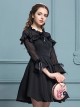 Black Chiffon Slim Stylish Gothic Lolita Long Sleeve Dress