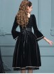 Black Velour Lace Edge Gothic Lolita Long Sleeve Dress