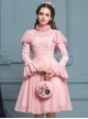 Palace Style Retro Pink Lace Classic Lolita Long Sleeve Dress