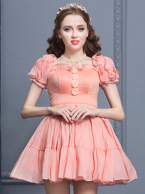 Elegant Retro Ruffles Classic Lolita Short Sleeves Dress