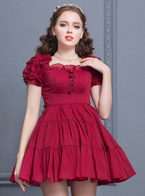 Elegant Retro Ruffles Classic Lolita Short Sleeves Dress