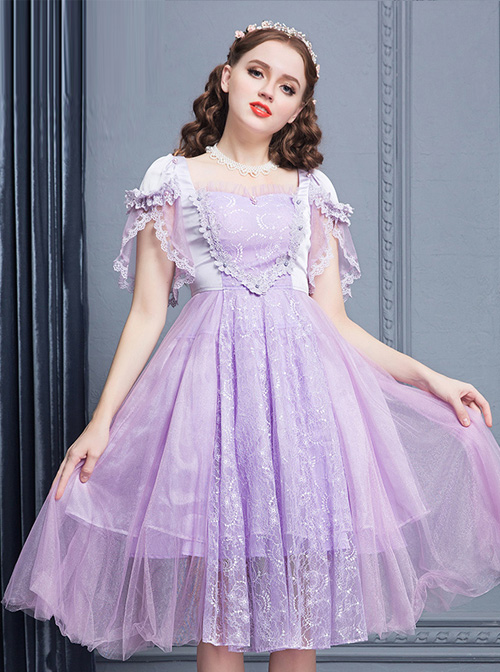 Purple Short Sleeves Lace Dream Classic Lolita Dress