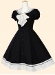 Retro Navy Collar Bowknot School Lolita Short Sleeve Dress
