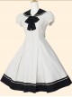 Retro Navy Collar Bowknot School Lolita Short Sleeve Dress