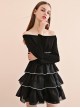 Black Off-shoulder Gothic Lolita Long Sleeve Dress