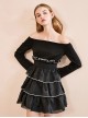 Black Off-shoulder Gothic Lolita Long Sleeve Dress