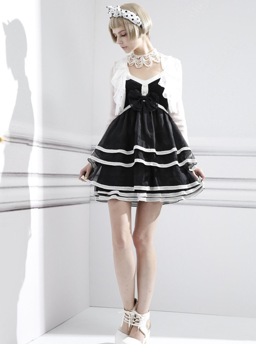 Fashion Contracted Black Bowknot Gothic Lolita Sling Dress