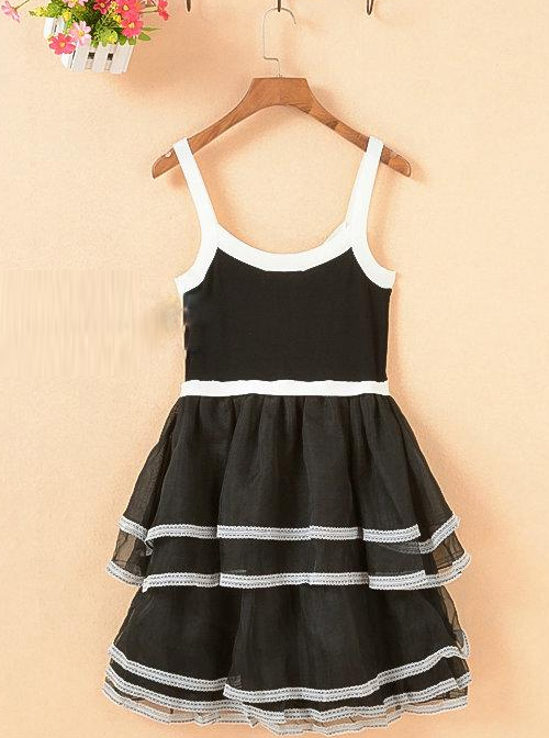 Fashion Contracted Black Bowknot Gothic Lolita Sling Dress