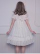 Pure Color Elegant Ruffles High Waist Short Sleeve Lolita Dress