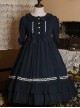 Pure Color Elegant Ruffles High Waist Short Sleeve Lolita Dress