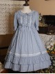 Pure Color Elegant Ruffles High Waist Short Sleeve Lolita Dress