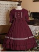 Pure Color Elegant Ruffles High Waist Short Sleeve Lolita Dress