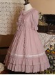 Pure Color Elegant Ruffles High Waist Short Sleeve Lolita Dress