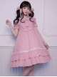 Pure Color Elegant Ruffles High Waist Short Sleeve Lolita Dress