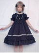 Pure Color Elegant Ruffles High Waist Short Sleeve Lolita Dress