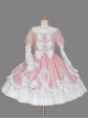 Pink And White Round Neck Bow Lovely Sweet Lolita Dress