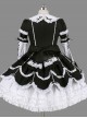 Black Bowknot Ruffles Gothic Lolita Long Sleeves Dress