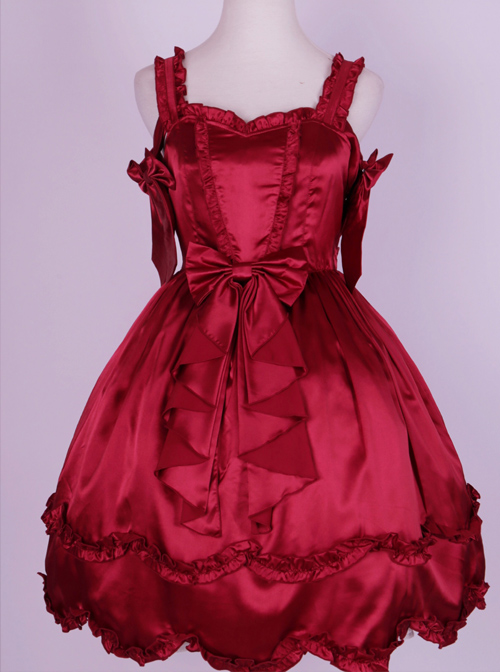 Pure Color Bowknot Cute And Sexy Classic Lolita Sling Dress