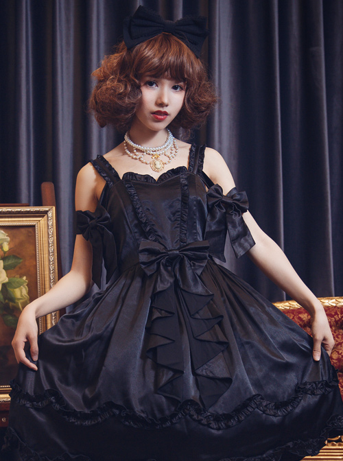 Pure Color Bowknot Cute And Sexy Classic Lolita Sling Dress