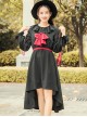 Black Bind Strap Bowknot Gothic Lolita Long Sleeve Dress