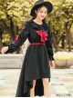 Black Bind Strap Bowknot Gothic Lolita Long Sleeve Dress