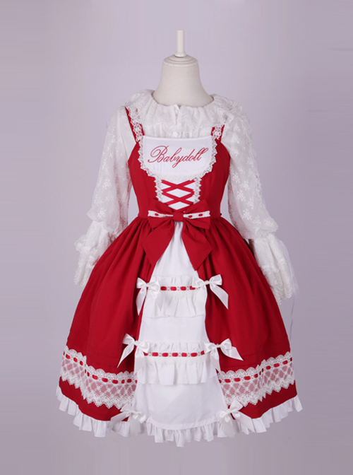 Cute Bowknot Pure Color Classic Lolita Sling Dress