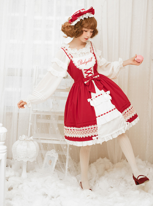 Cute Bowknot Pure Color Classic Lolita Sling Dress