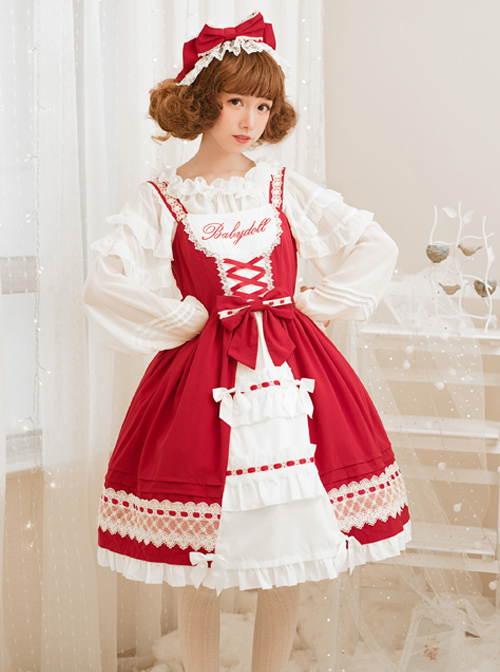 Cute Bowknot Pure Color Classic Lolita Sling Dress