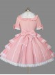 Pink Cotton Lapel Bowknot Sweet Lolita Short Sleeves Dress