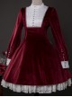 Velour Long Sleeve Pearl Buttons Classic Lolita Dress