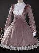 Velour Long Sleeve Pearl Buttons Classic Lolita Dress