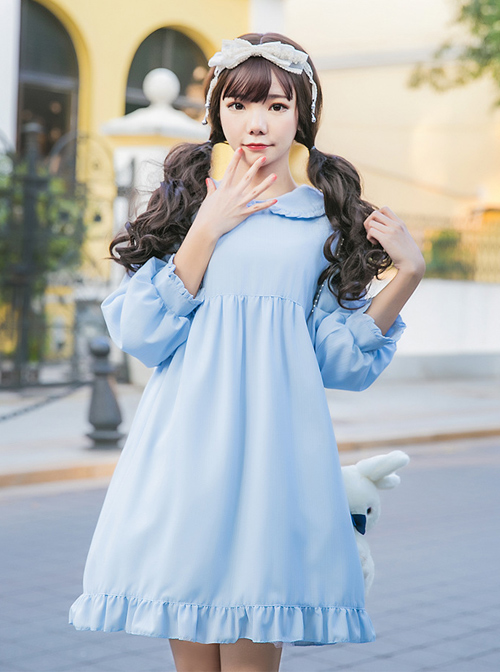 Doll Collar Ruffle Chiffon Sweet Lolita Long Sleeve Dress