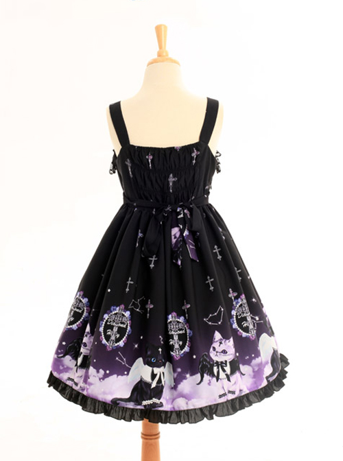 Gradient Cats Printing Sweet Lolita Sling Dress