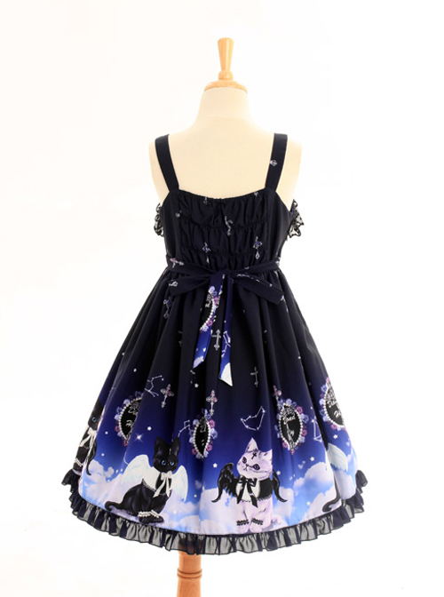 Gradient Cats Printing Sweet Lolita Sling Dress