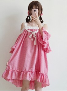 Off-shoulder Plaid Lace Sweet Lolita Dress