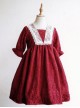 Wine Red Lace Lantern Short Sleeve Classic Lolita Dress