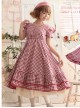 Red Plaid Bowknot Big Hem Classic Lolita Short Sleeve Dress