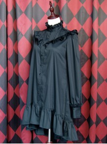 Ruffles Long Sleeves Stand Collar Gothic Lolita Dress