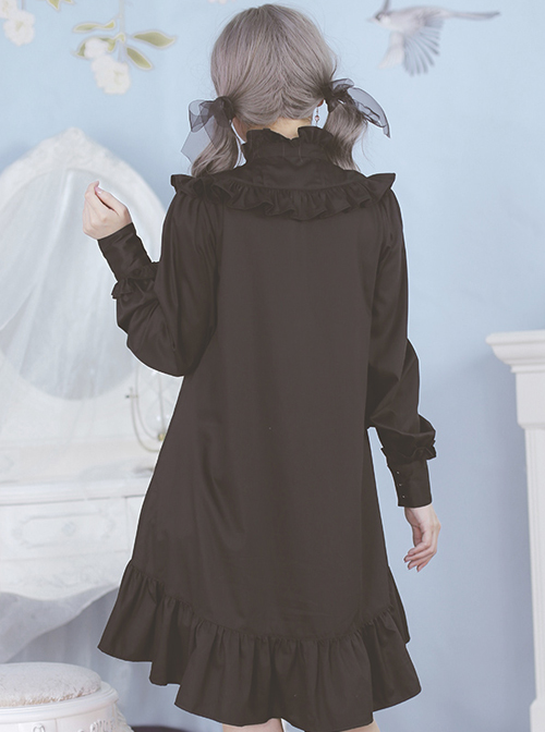 Ruffles Long Sleeves Stand Collar Gothic Lolita Dress