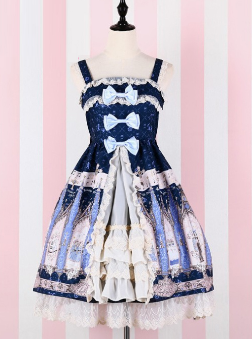 The Traveler's Hymn Series Middle-waisted Bowknot Sweet Lolita Sling Dress