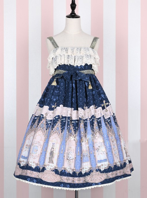 The Traveler's Hymn Series High Waist Bowknot Classic Lolita Sling Dress