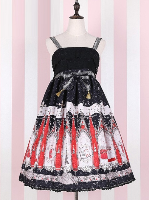 The Traveler's Hymn Series High Waist Bowknot Classic Lolita Sling Dress