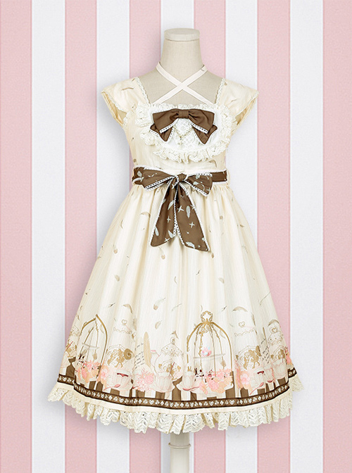 Afternoon Tea Printing Pink Sweet Lolita Sling Dress