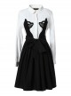 Black And White Cotton Long Sleeve Gothic Lolita Dress