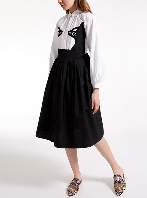 Black And White Cotton Long Sleeve Gothic Lolita Dress