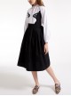 Black And White Cotton Long Sleeve Gothic Lolita Dress