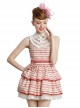 Red Wave Point Sleeveless Lapel Sweet Lolita Dress