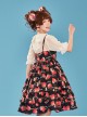 Choco Strawberry Printed Three-layer Hem Big Bowknot Classic Lolita Sling Dress