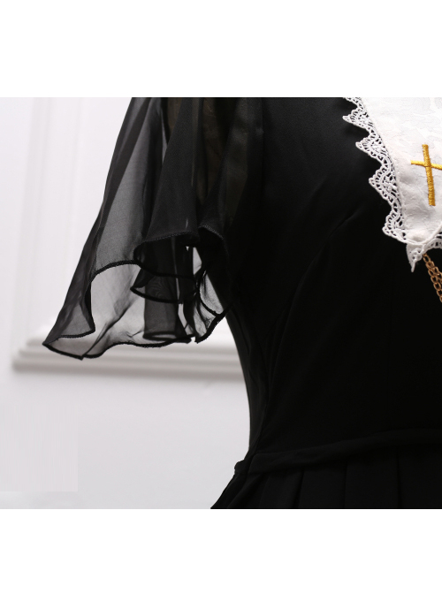 Black Short Sleeves Crucifix Gothic Lolita Dress